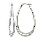 Stainless Steel Polished Twisted Crystal In & Out Hoop Earrings for Women
