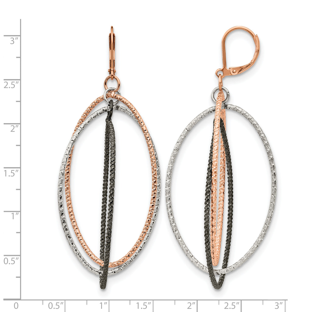 Stainless Steel Multi-Color Polished Textured Drop Dangle Earrings for Women