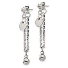 Chisel Stainless Steel Polished Chain Front and Back Post Dangle Earrings