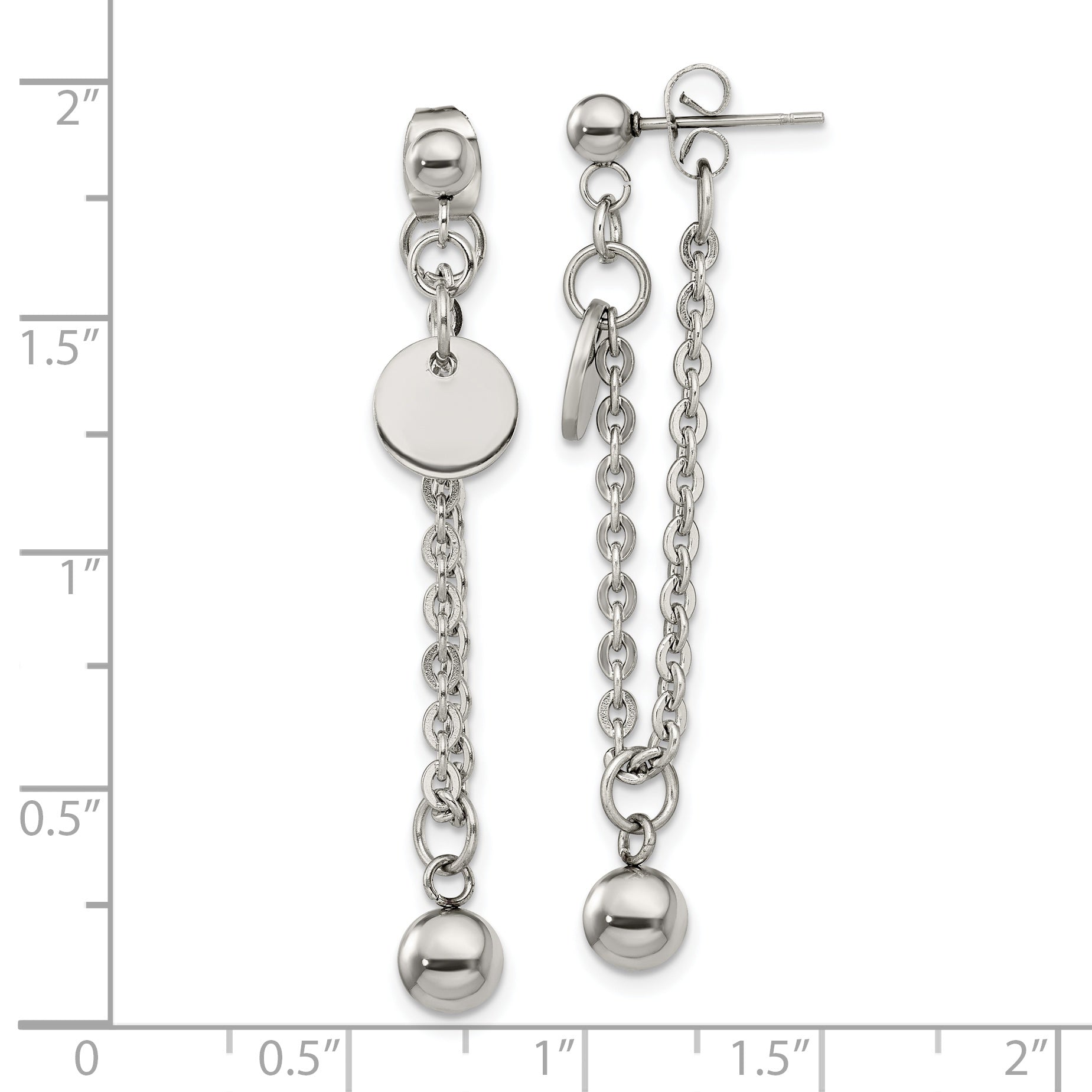 Chisel Stainless Steel Polished Chain Front and Back Post Dangle Earrings