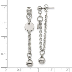 Chisel Stainless Steel Polished Chain Front and Back Post Dangle Earrings