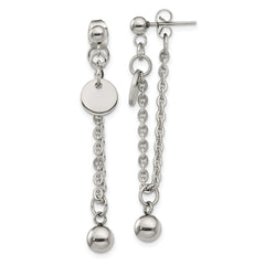 Chisel Stainless Steel Polished Chain Front and Back Post Dangle Earrings