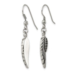 Stainless Steel Polished & Antiqued Black Lab-Created Crystal Drop Dangle Earrings for Women