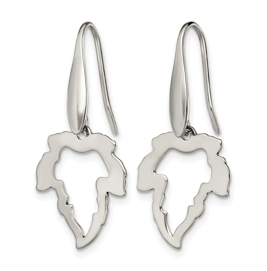 Stainless Steel Polished Leaf Drop Dangle Earrings for Women