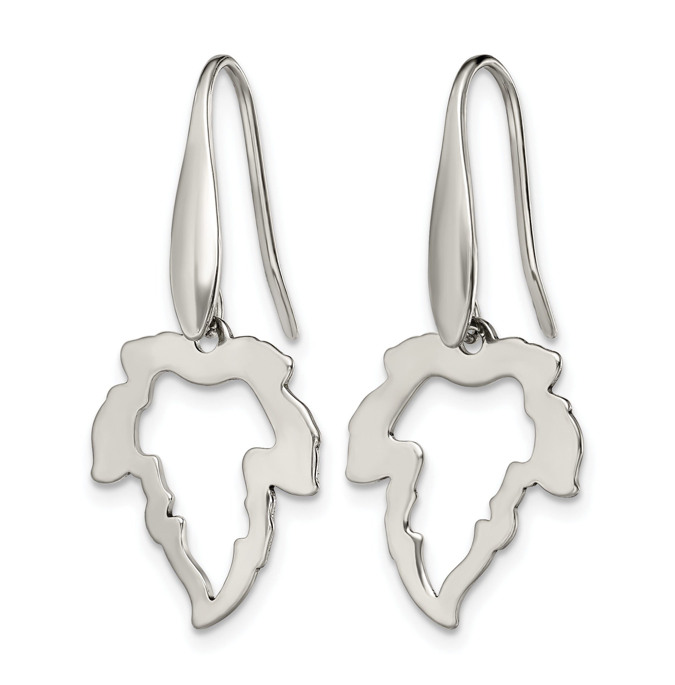 Stainless Steel Polished Leaf Drop Dangle Earrings for Women