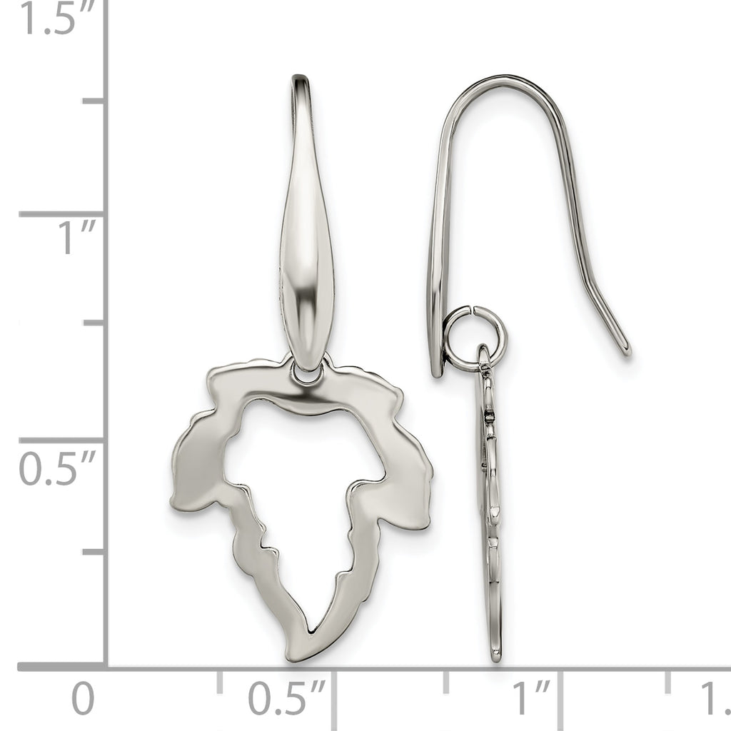 Stainless Steel Polished Leaf Drop Dangle Earrings for Women