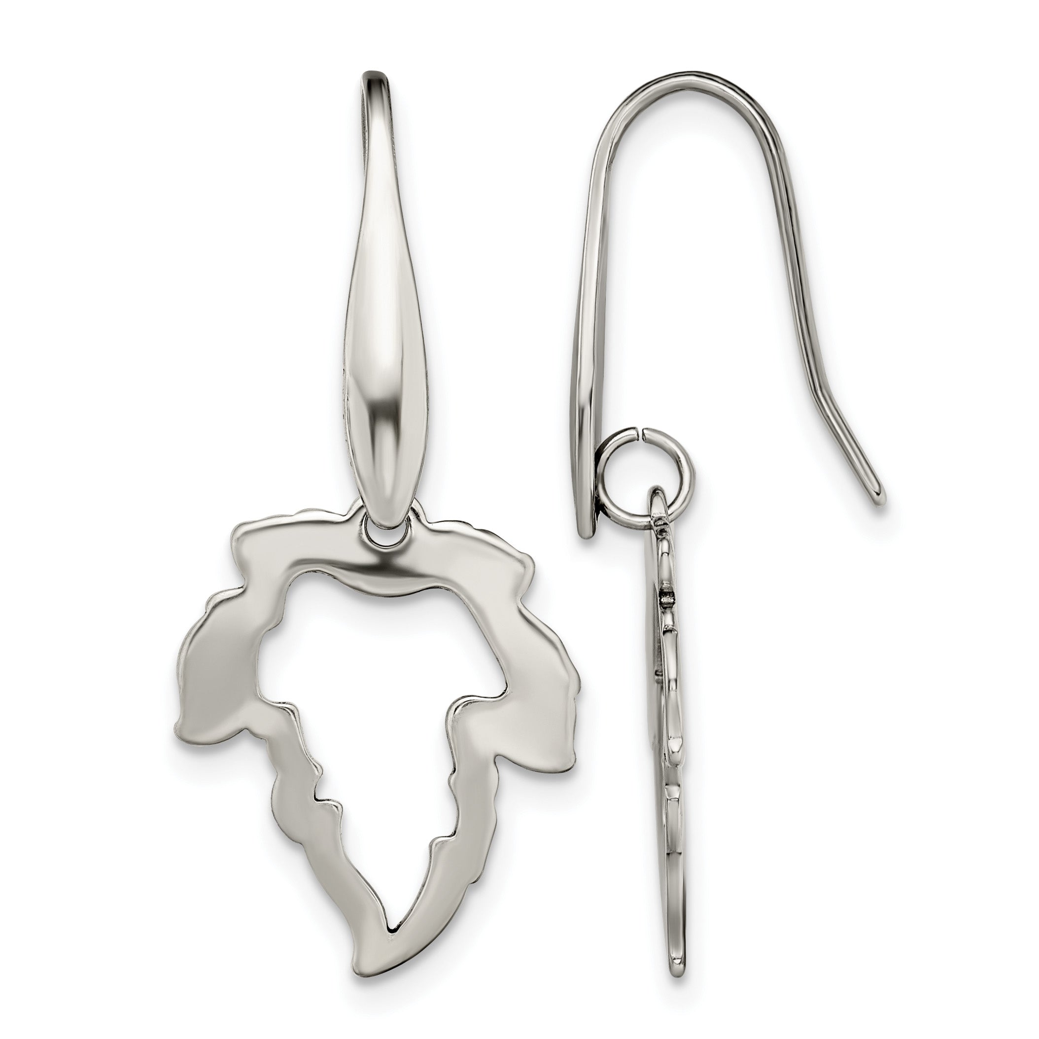 Stainless Steel Polished Leaf Drop Dangle Earrings for Women Main image