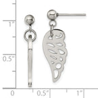 Chisel Stainless Steel Polished Wing Post Dangle Earrings