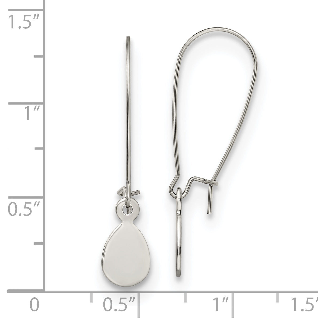 Chisel Stainless Steel Polished Teardrop Dangle Kidney Wire Earrings
