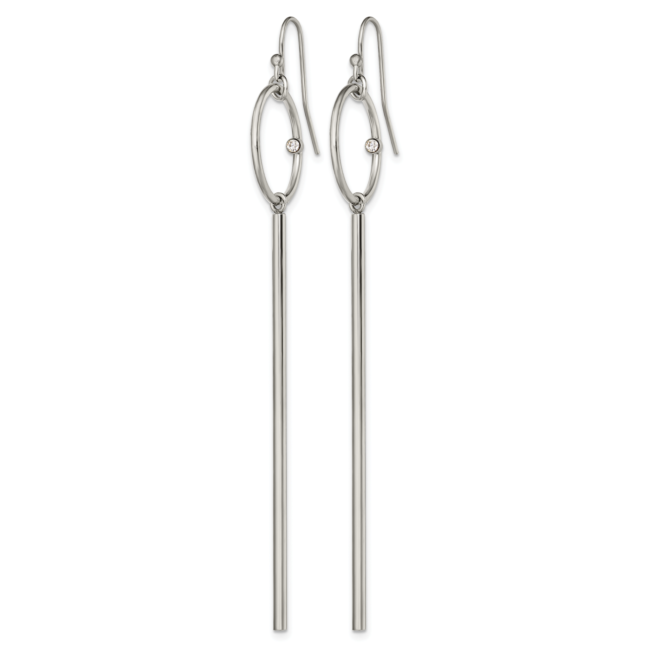 Stainless Steel Polished Lab-Created Crystal Drop Dangle Earrings for Women Secondary image