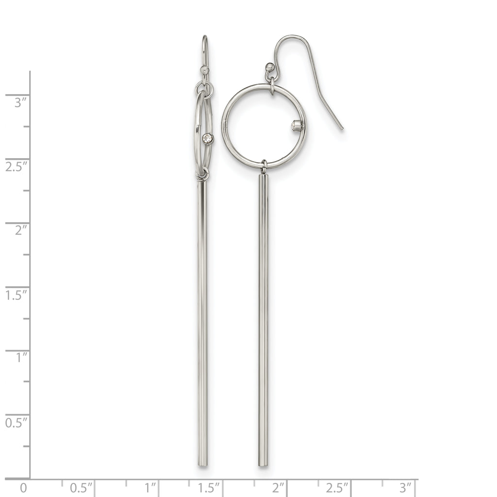 Stainless Steel Polished Lab-Created Crystal Drop Dangle Earrings for Women