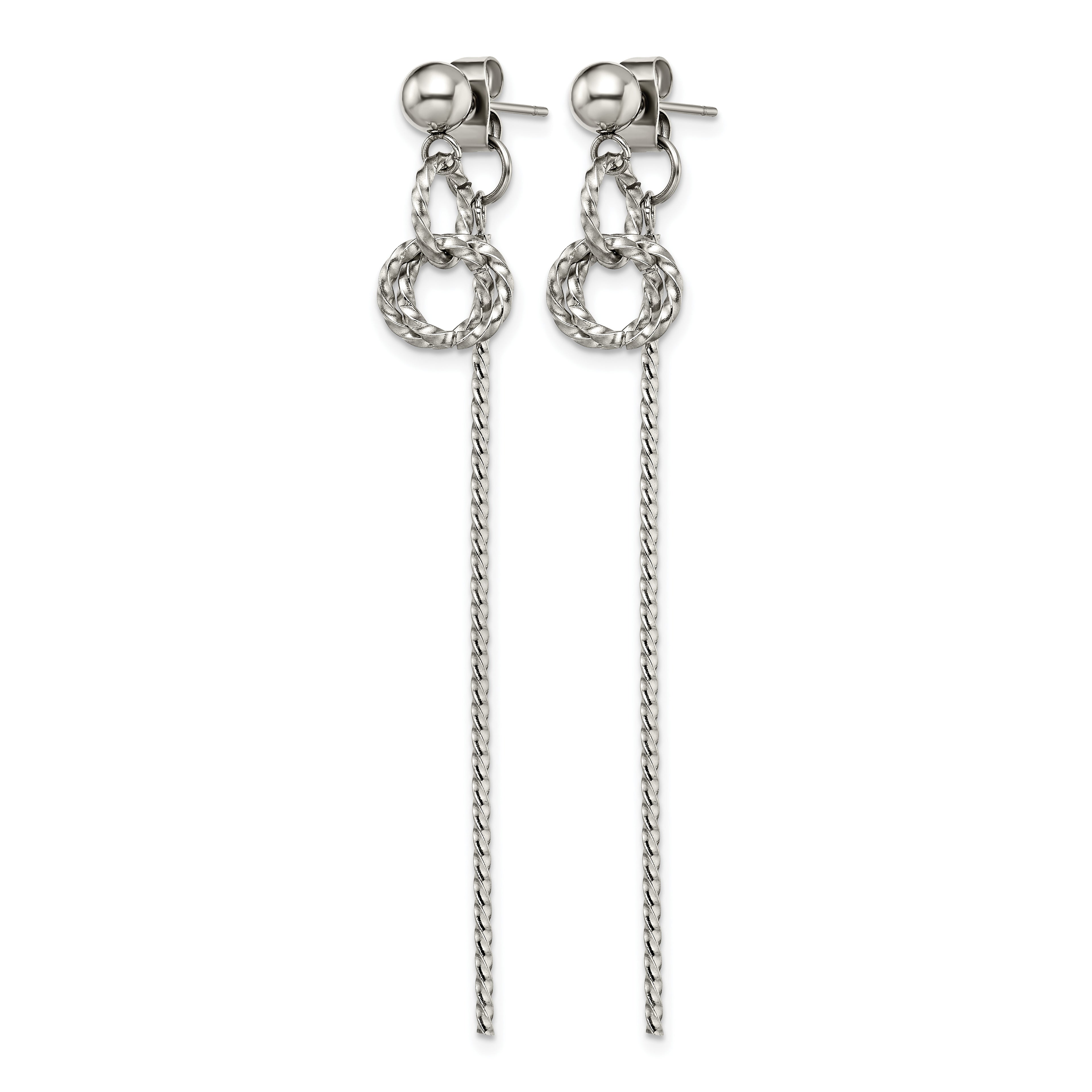 Stainless Steel Polished Twisted Drop Dangle Earrings for Women