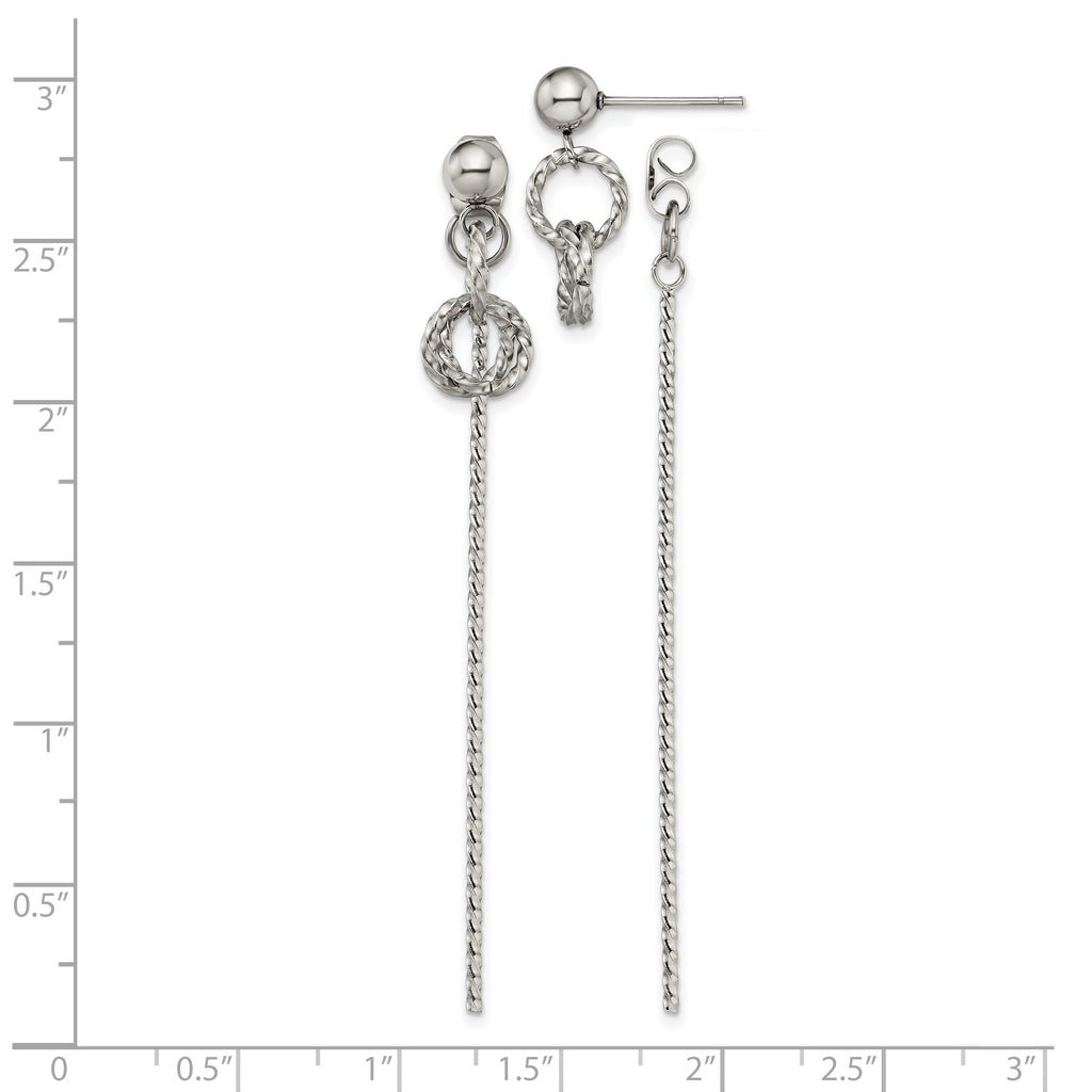 Stainless Steel Polished Twisted Drop Dangle Earrings for Women