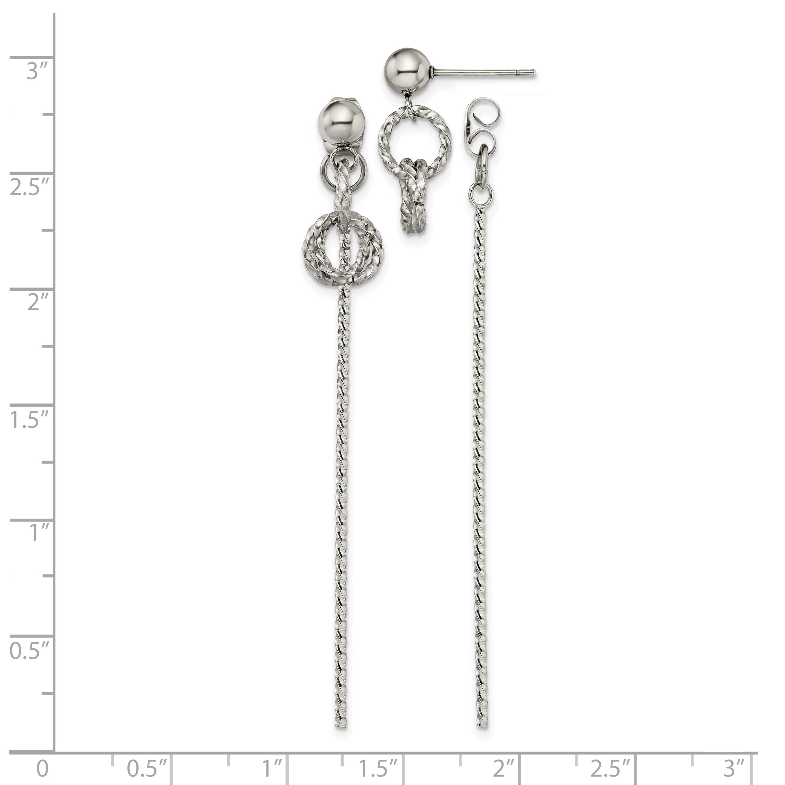Stainless Steel Polished Twisted Drop Dangle Earrings for Women