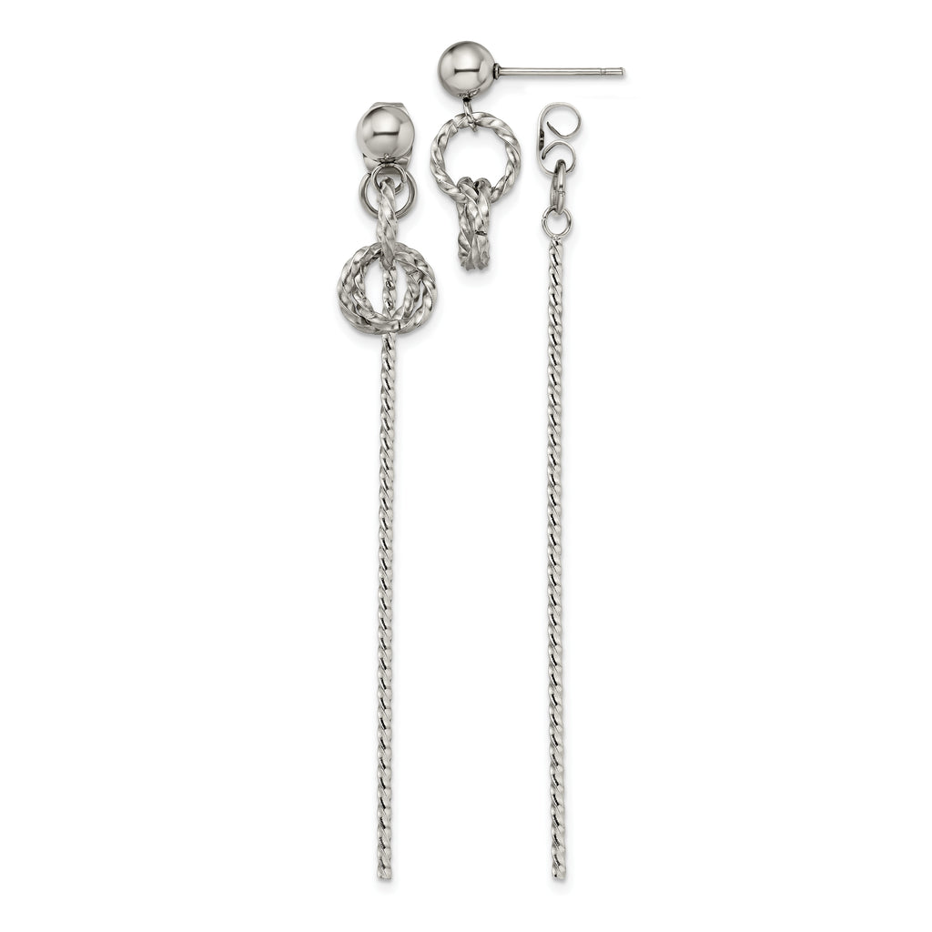 Stainless Steel Polished Twisted Drop Dangle Earrings for Women