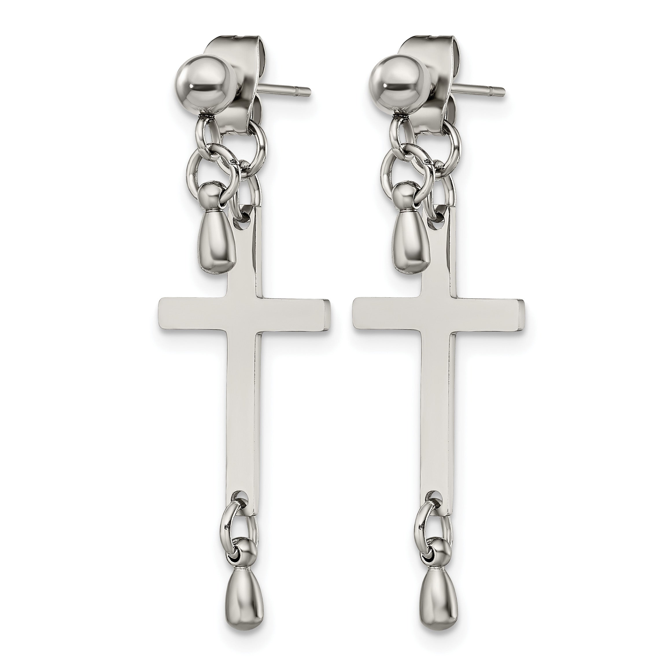 Stainless Steel Polished Cross Drop Dangle Earrings for Women Secondary image