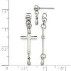 Stainless Steel Polished Cross Drop Dangle Earrings for Women