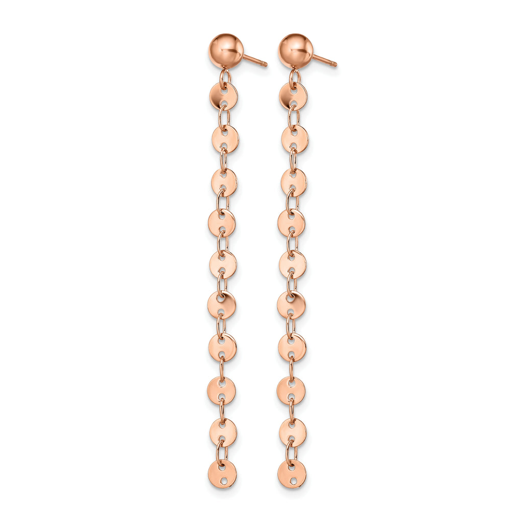 Stainless Steel Rose Gold-Tone Polished Drop Dangle Earrings for Women