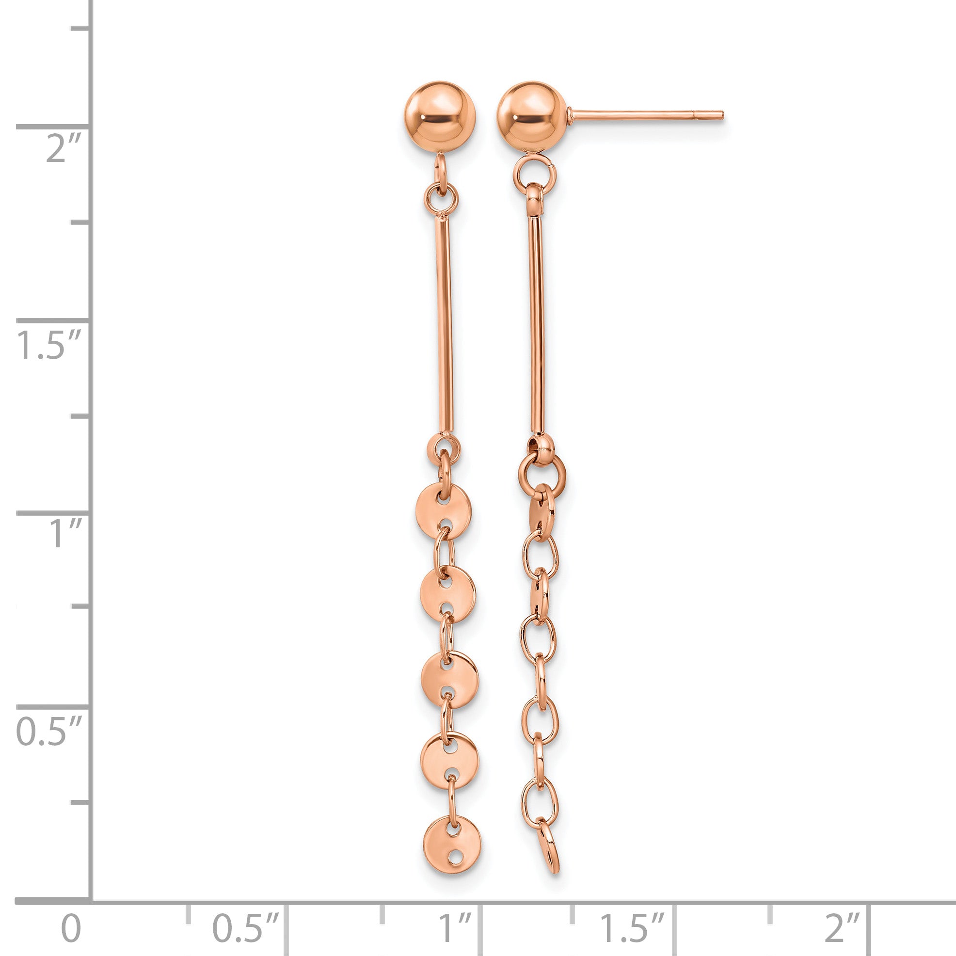 Stainless Steel Rose Gold-Tone Polished Drop Dangle Earrings for Women