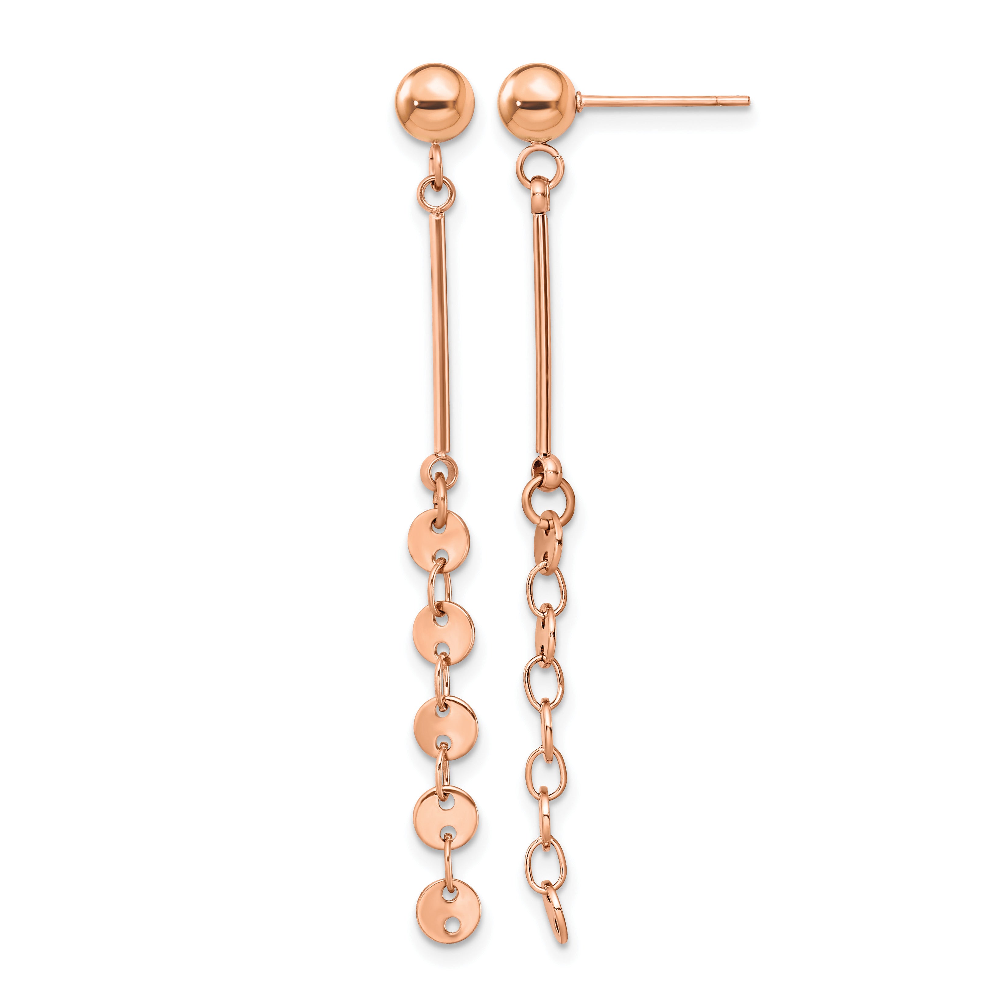 Stainless Steel Rose Gold-Tone Polished Drop Dangle Earrings for Women Main image