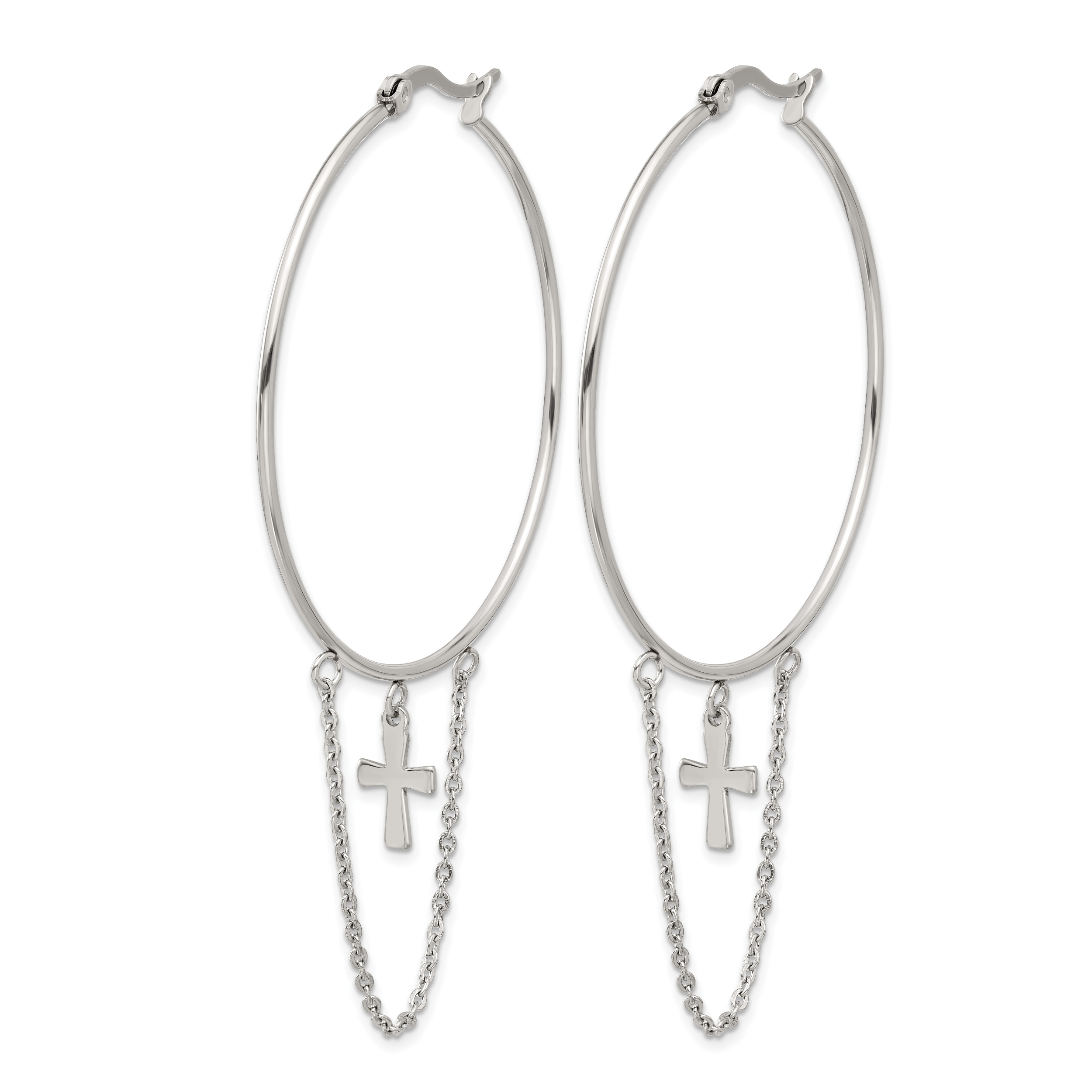 Stainless Steel Polished Cross Hoop Earrings for Women Secondary image