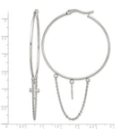 Stainless Steel Polished Cross Hoop Earrings for Women