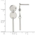 Chisel Stainless Steel Polished Discs with Bar Post Dangle Earrings