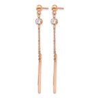 Stainless Steel Rose Gold-Tone Polished Lab-Created Crystal Drop Dangle Earrings for Women