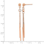 Stainless Steel Rose Gold-Tone Polished Lab-Created Crystal Drop Dangle Earrings for Women