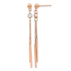 Stainless Steel Rose Gold-Tone Polished Lab-Created Crystal Drop Dangle Earrings for Women