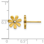 Stainless Steel Gold-Tone Polished Flower Lab-Created Crystal Button Earrings for Women