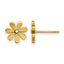 Stainless Steel Gold-Tone Polished Flower Lab-Created Crystal Button Earrings for Women