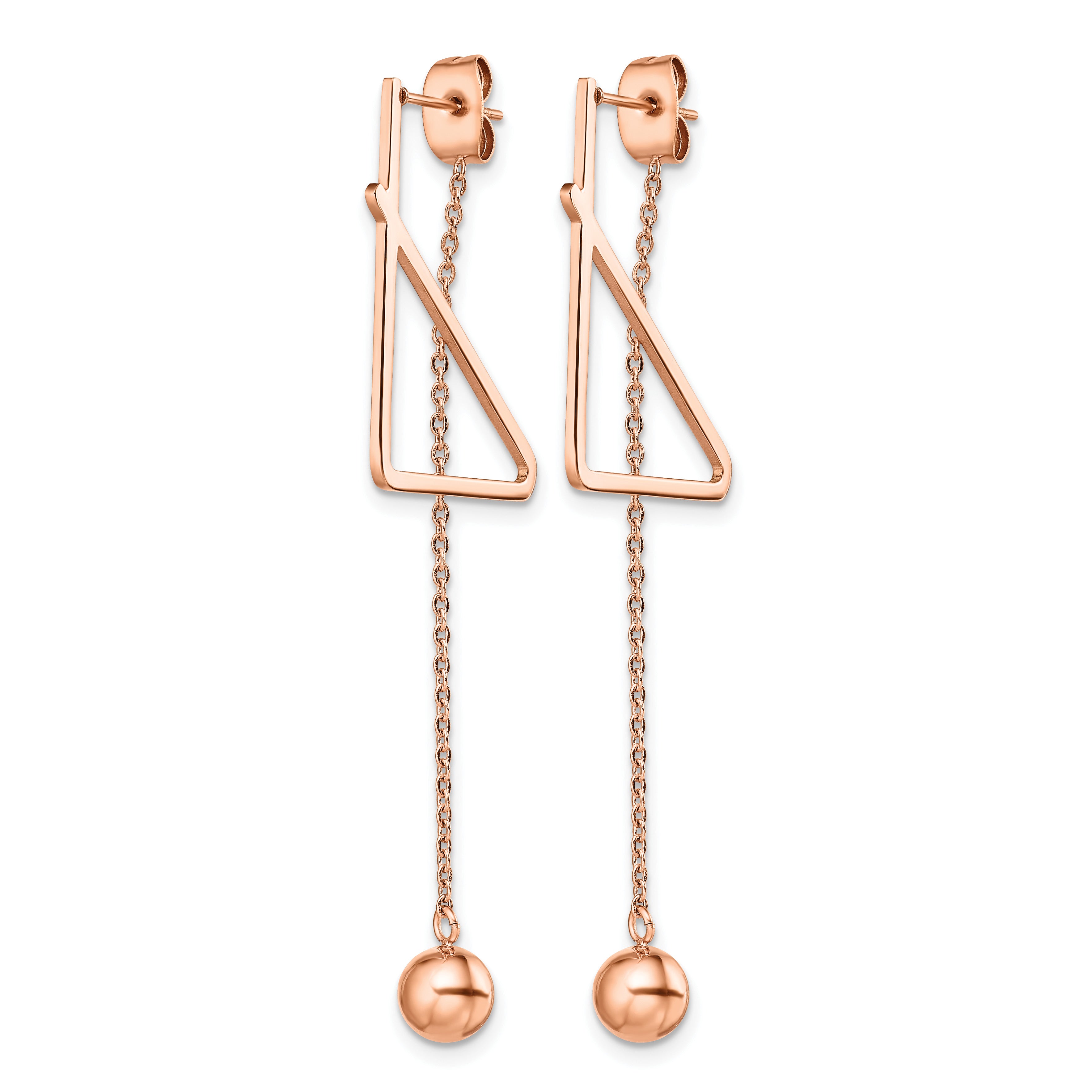 Stainless Steel Rose Gold-Tone Polished Drop Dangle Earrings for Women Secondary image