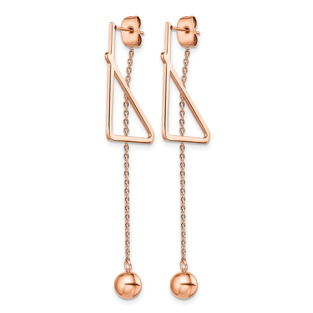 Stainless Steel Rose Gold-Tone Polished Drop Dangle Earrings for Women