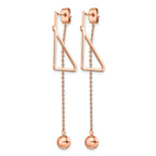 Stainless Steel Rose Gold-Tone Polished Drop Dangle Earrings for Women
