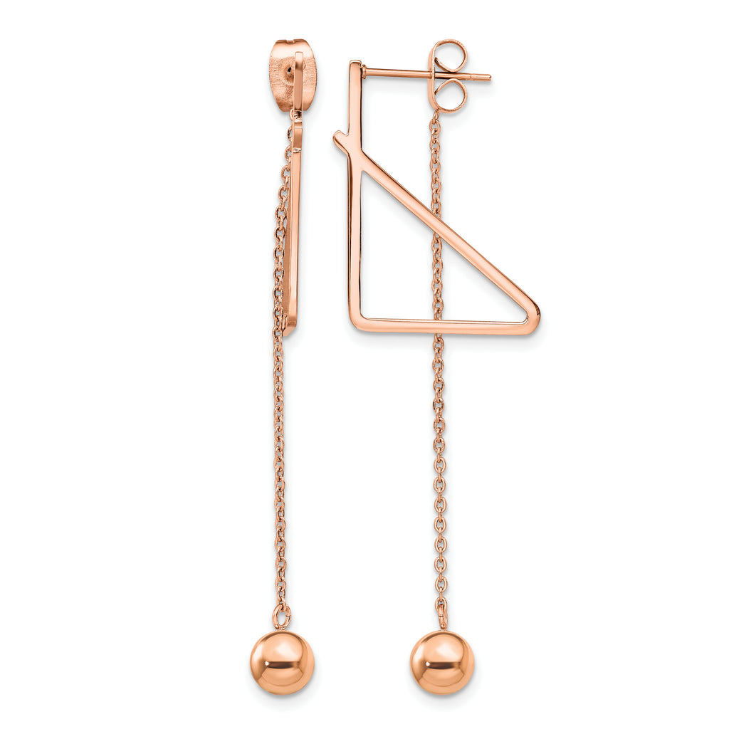 Stainless Steel Rose Gold-Tone Polished Drop Dangle Earrings for Women