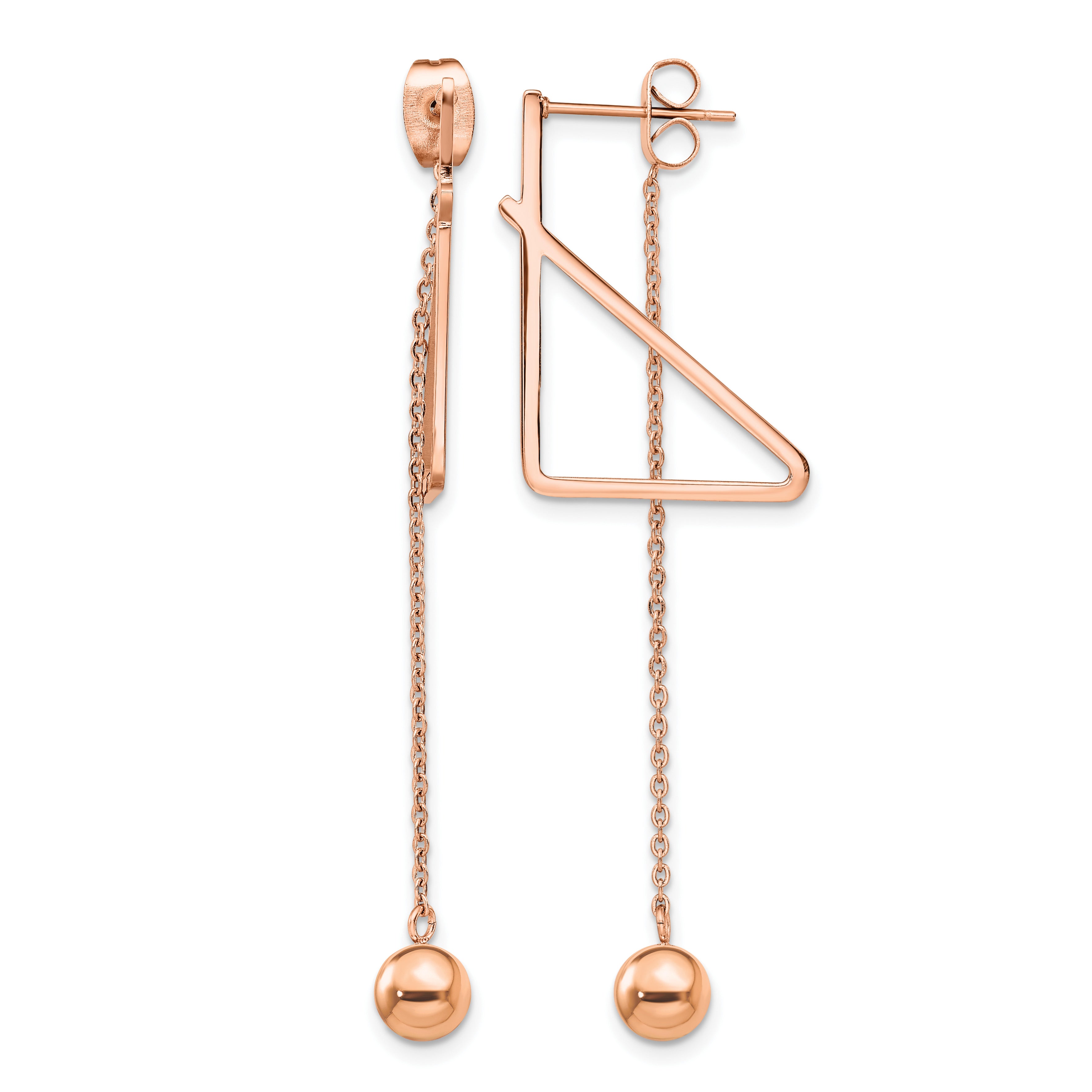 Stainless Steel Rose Gold-Tone Polished Drop Dangle Earrings for Women