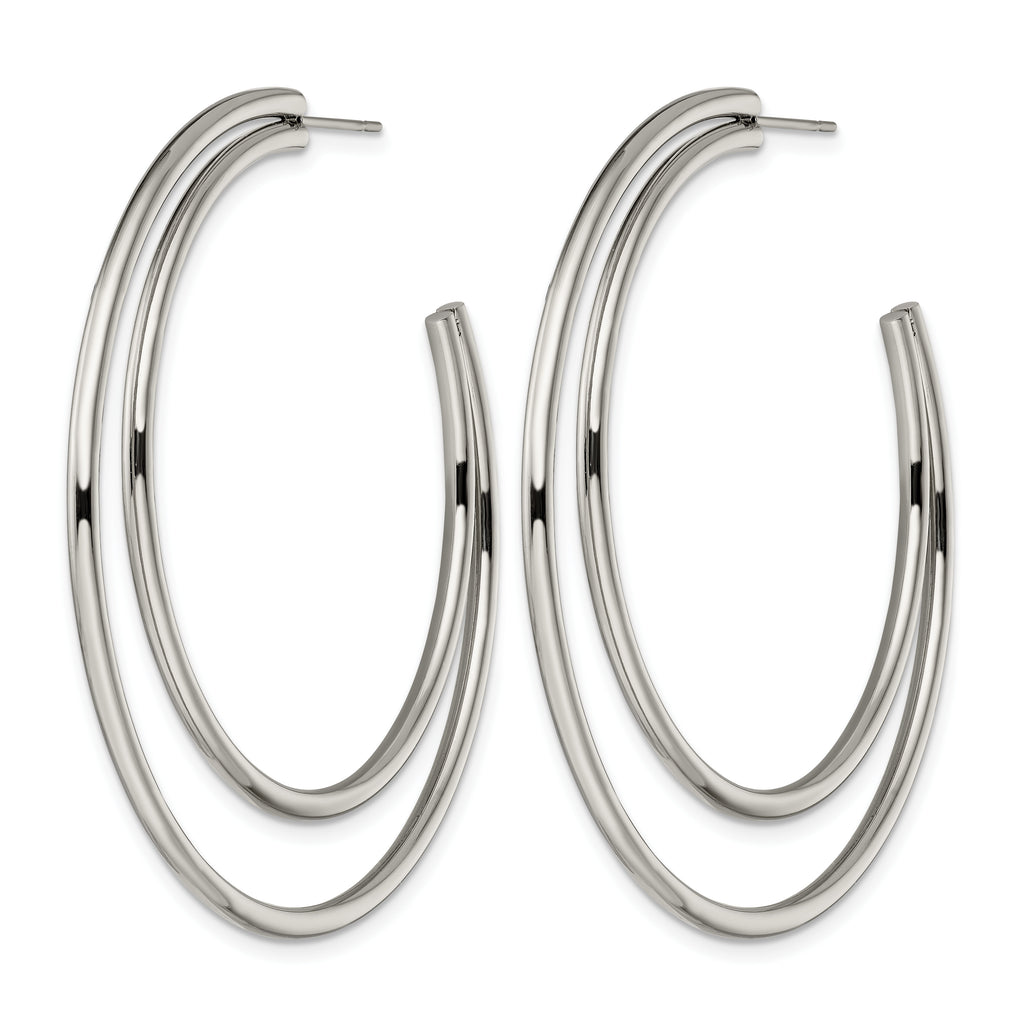 Stainless Steel Polished C-Hoop Earrings for Women