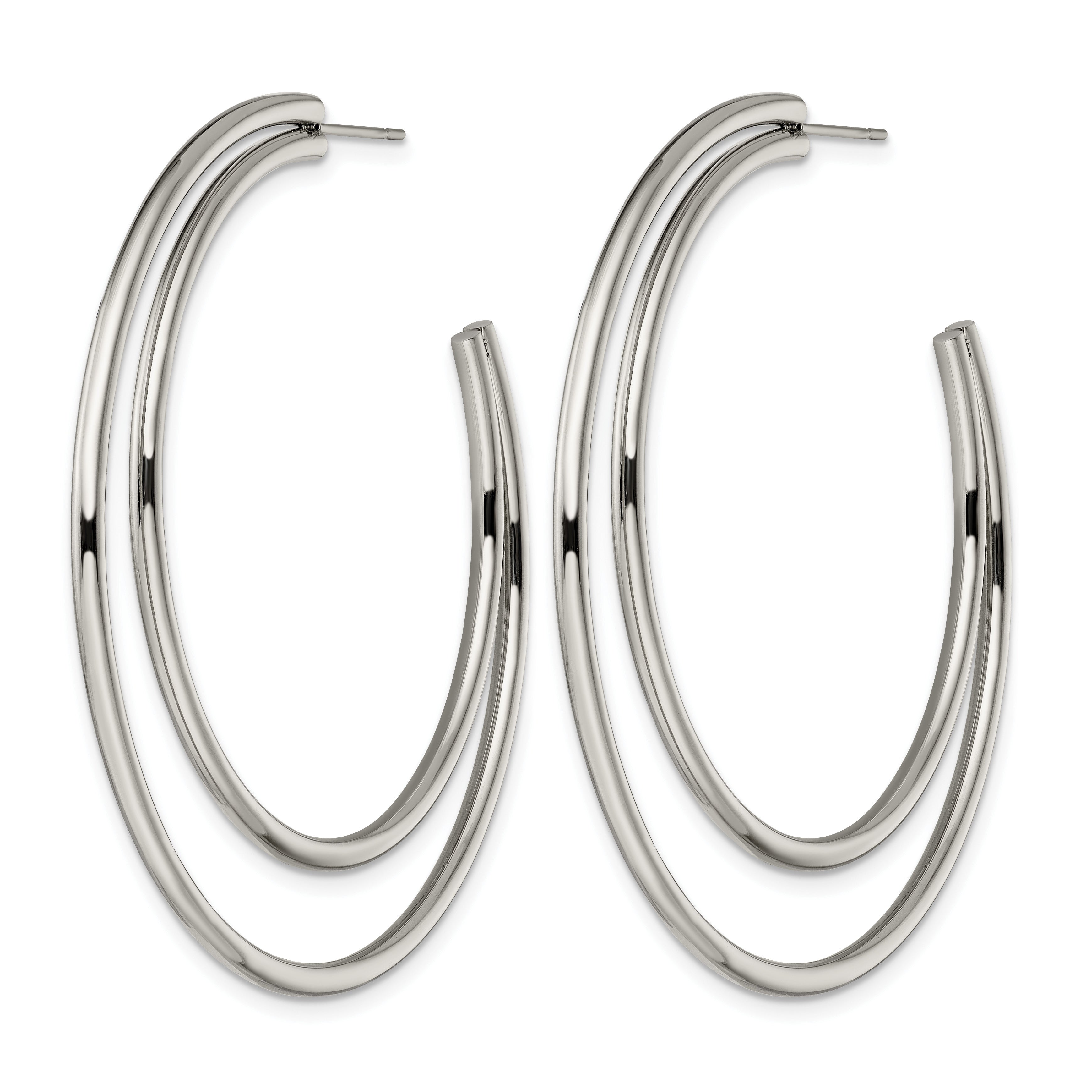 Stainless Steel Polished C-Hoop Earrings for Women