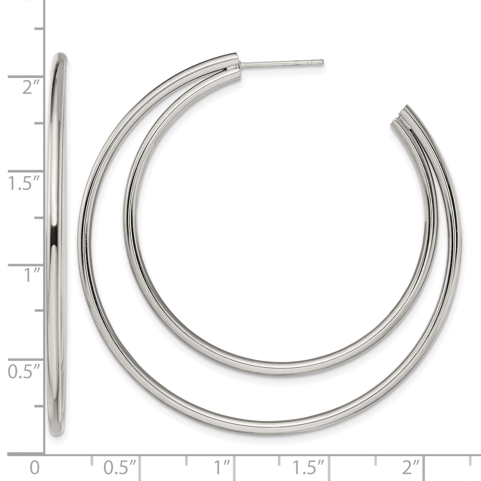 Stainless Steel Polished C-Hoop Earrings for Women