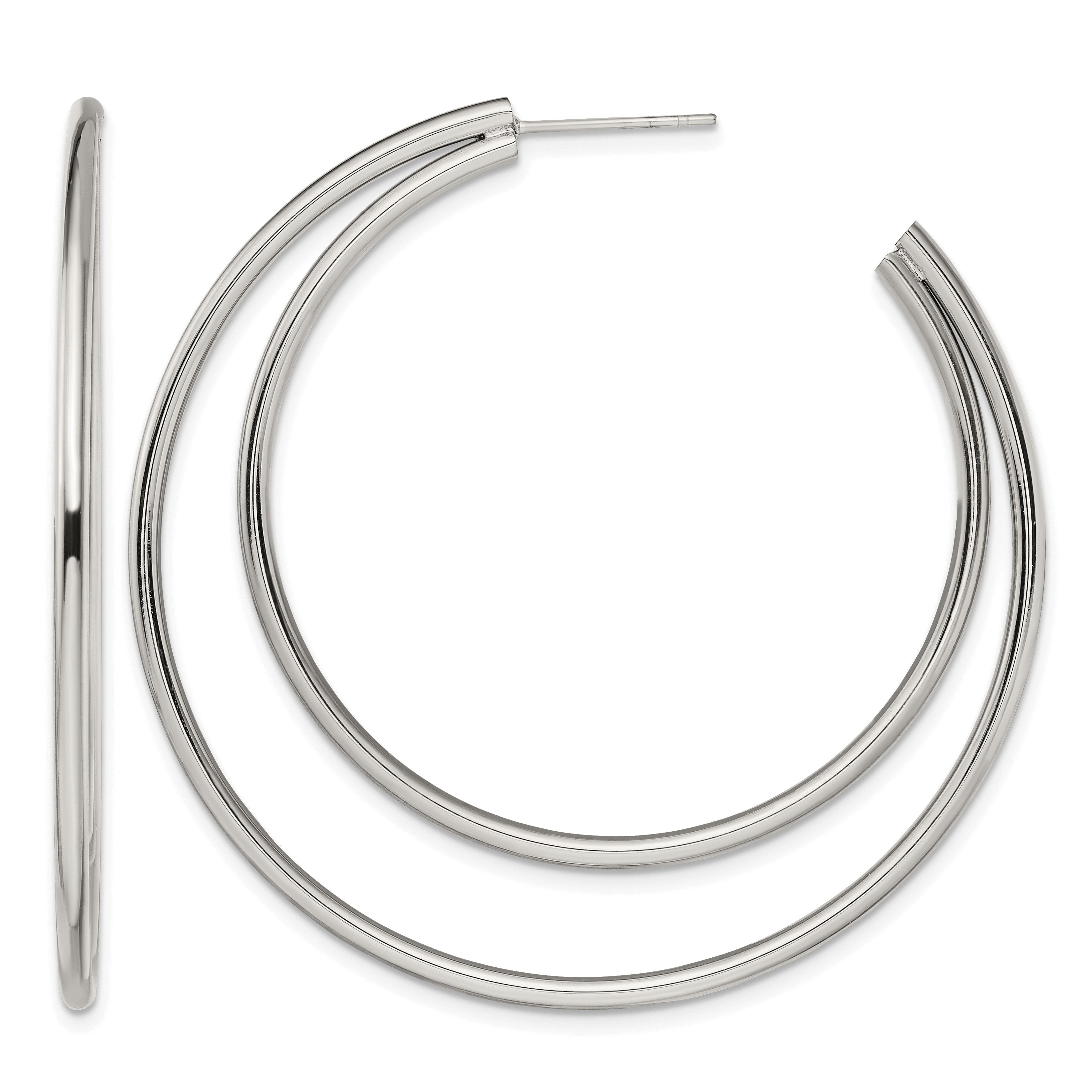 Stainless Steel Polished C-Hoop Earrings for Women Main image