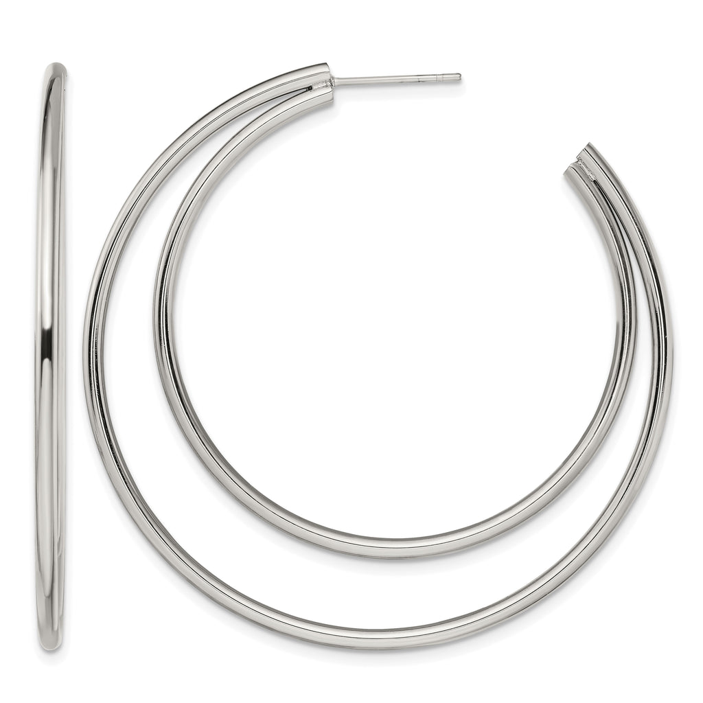 Stainless Steel Polished C-Hoop Earrings for Women