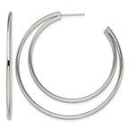 Stainless Steel Polished C-Hoop Earrings for Women