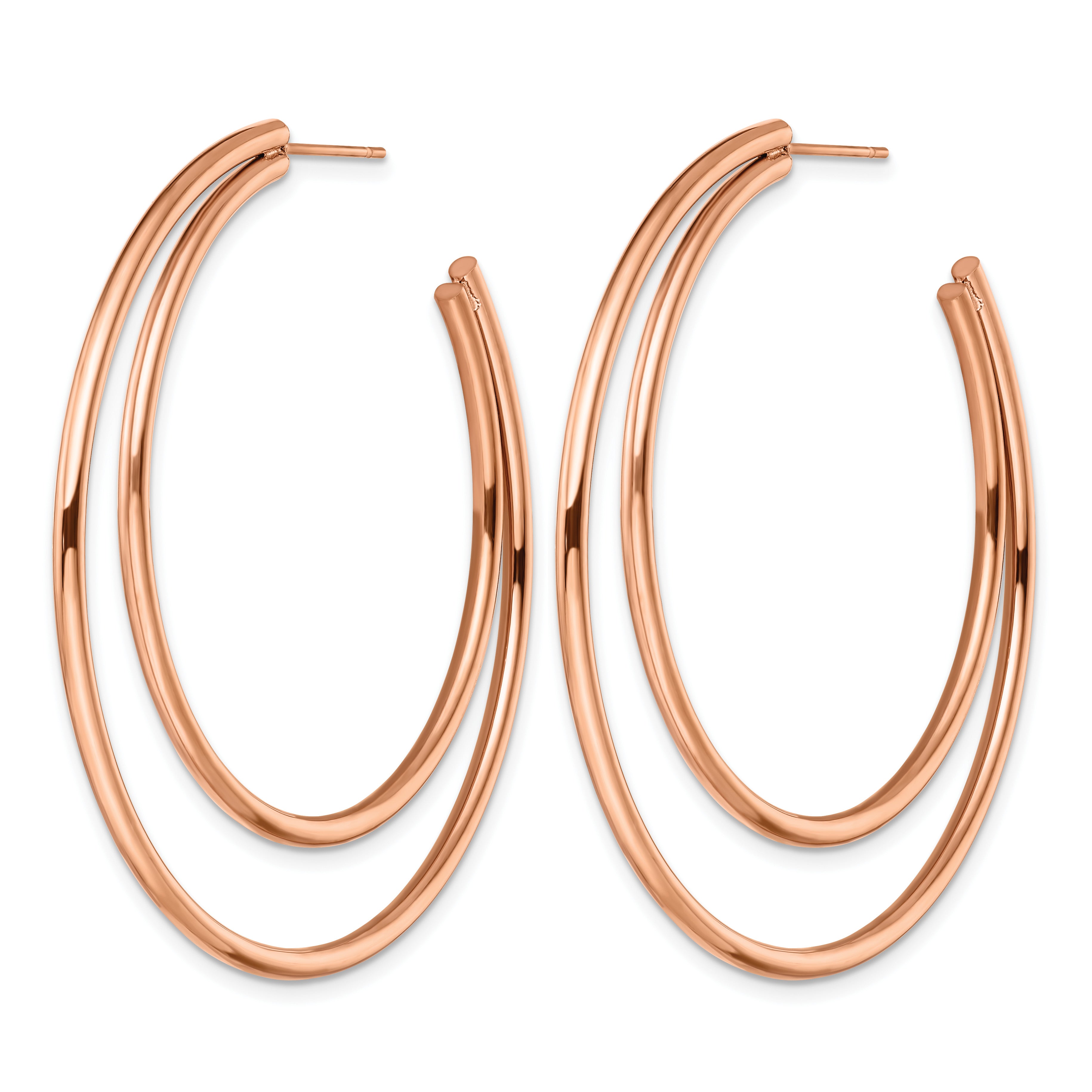 Stainless Steel Rose Gold-Tone Polished C-Hoop Earrings for Women