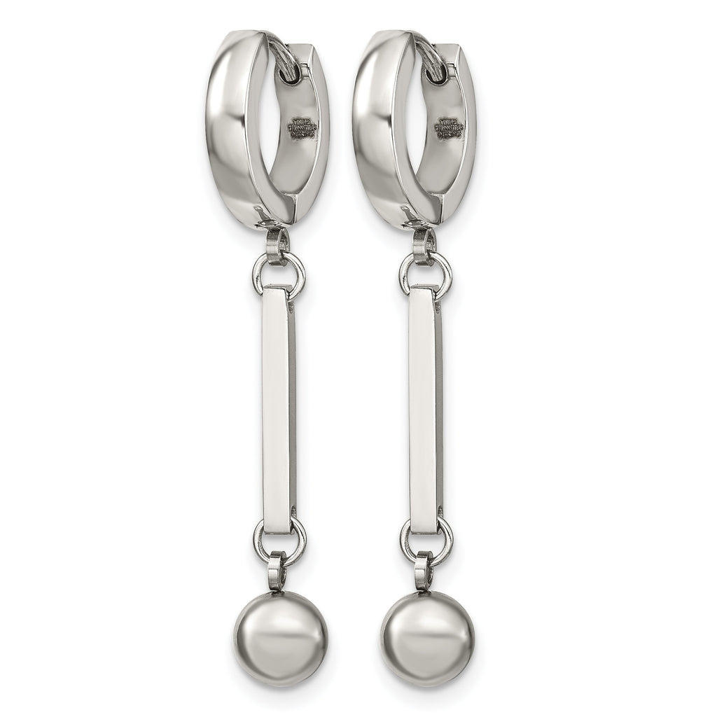 Stainless Steel Polished Hinged Huggie Hoop Earrings for Women