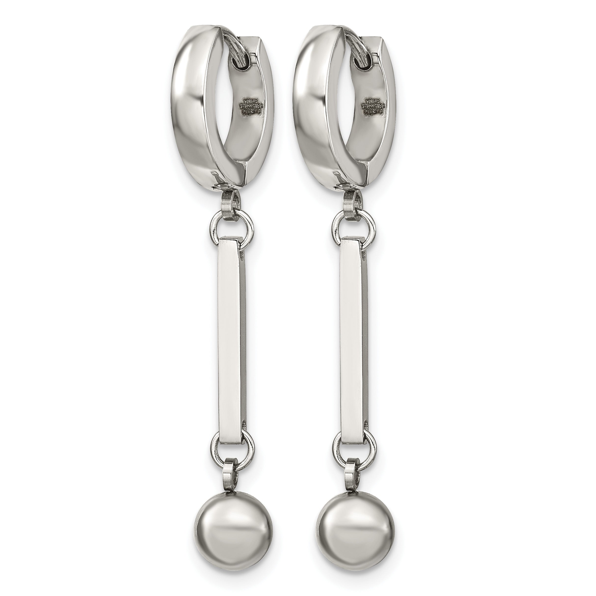 Stainless Steel Polished Hinged Huggie Hoop Earrings for Women