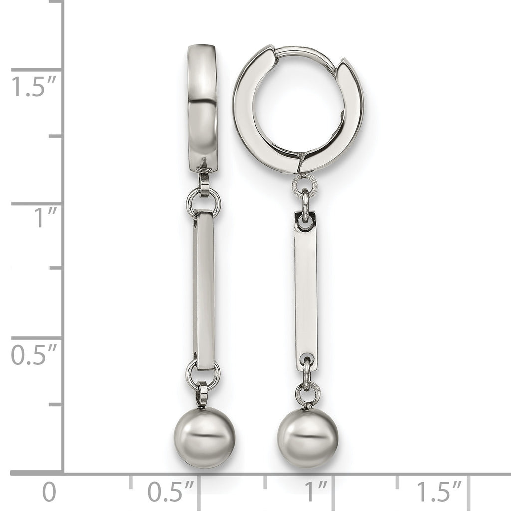 Stainless Steel Polished Hinged Huggie Hoop Earrings for Women