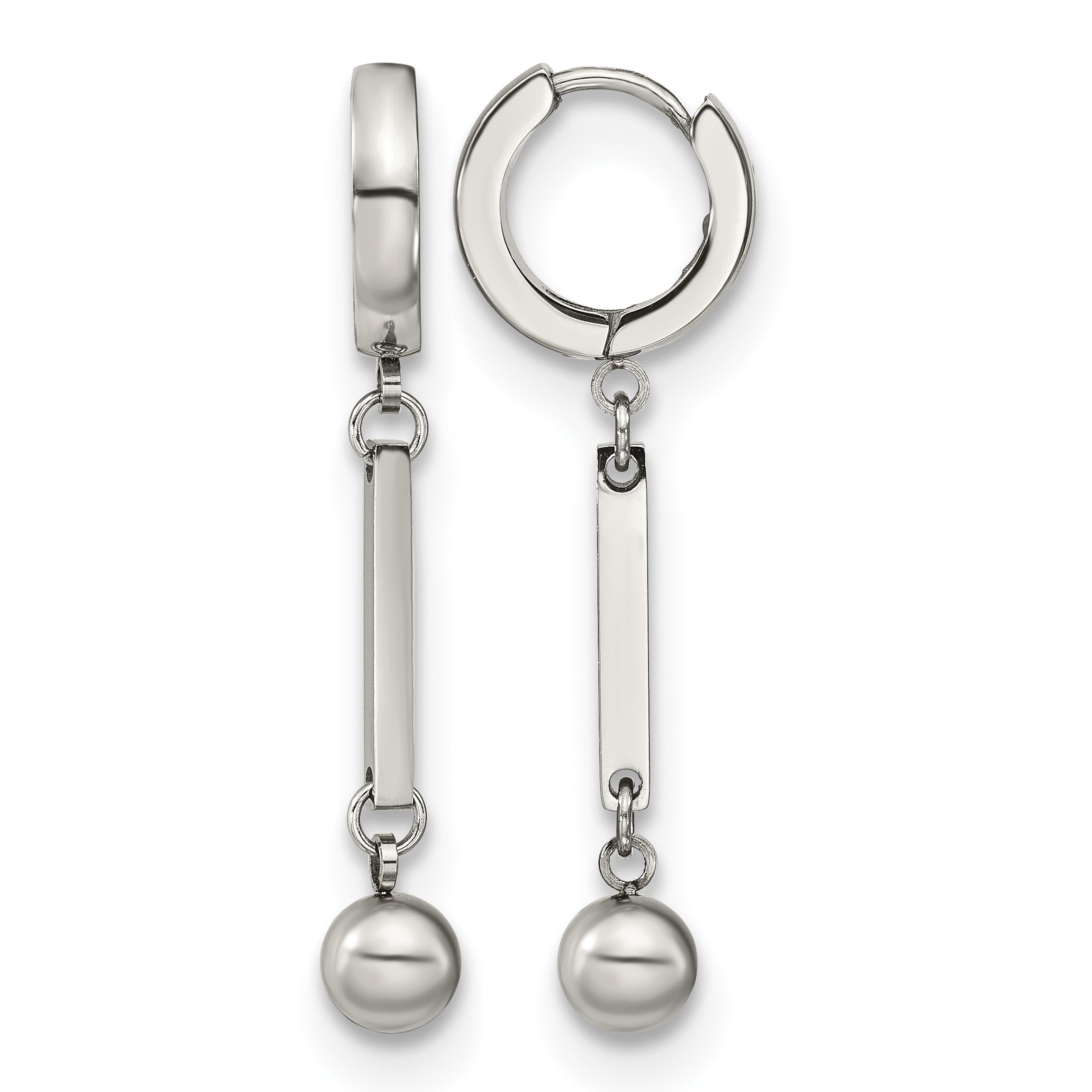Stainless Steel Polished Hinged Huggie Hoop Earrings for Women Main image