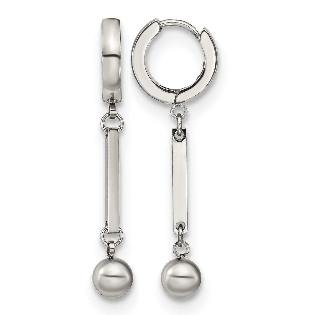 Stainless Steel Polished Hinged Huggie Hoop Earrings for Women
