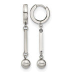 Stainless Steel Polished Hinged Huggie Hoop Earrings for Women